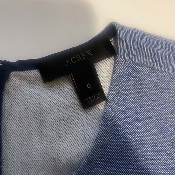 J. Crew Blue Scalloped Top with Grommets Size 0 Preppy Summer Coastal - Picture 7 of 8